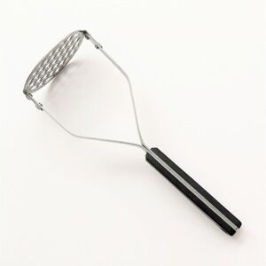 Vintage EKCO FLINT Potato Masher Stainless Steel Black Handle Kitchen Tool